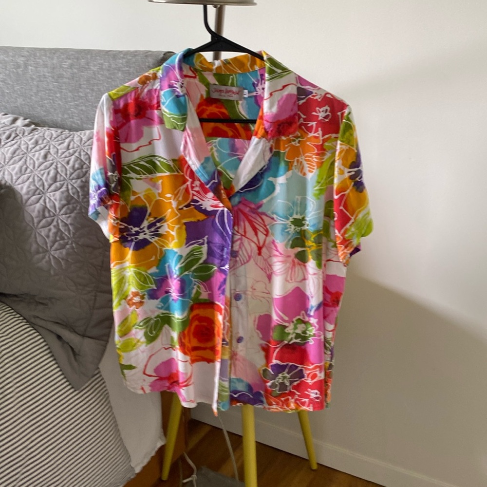 Jams World button down rayon blouse size large
